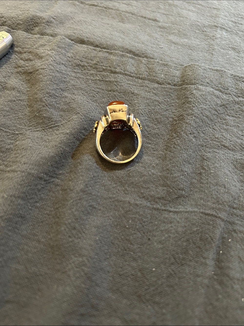 Gorgeous Ann King fleur de lis 925/18k carnelian ring sz 8 - Picture 4 of 7